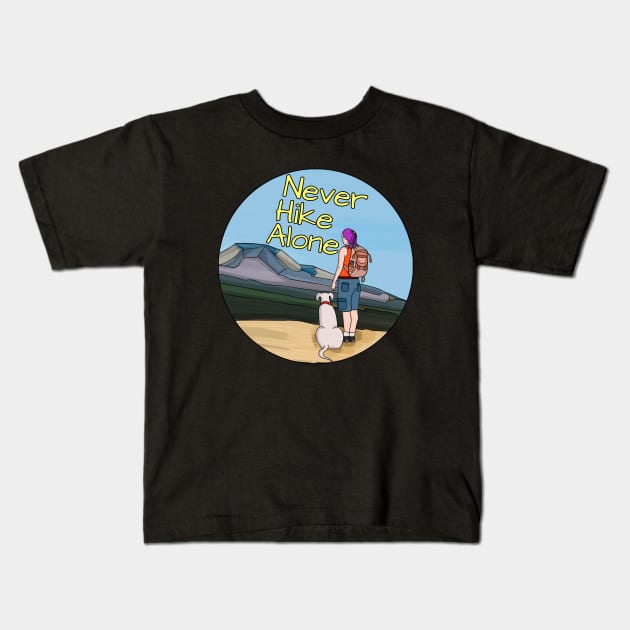 Never Hike Alone Kids T-Shirt by DiegoCarvalho